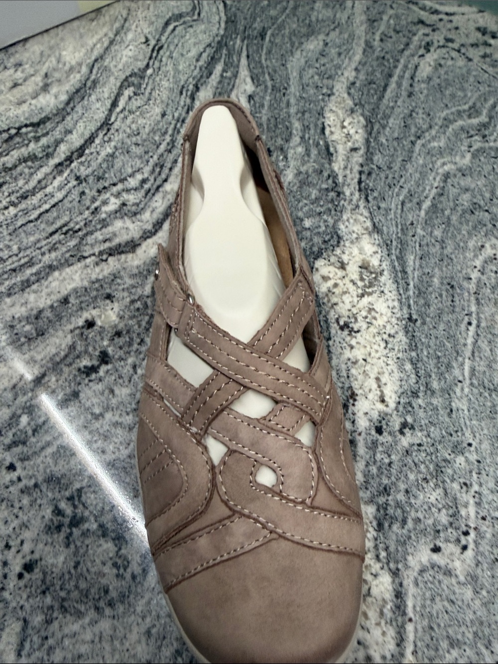 Women's Taupe Crisscross Casual Slip-On Sandal